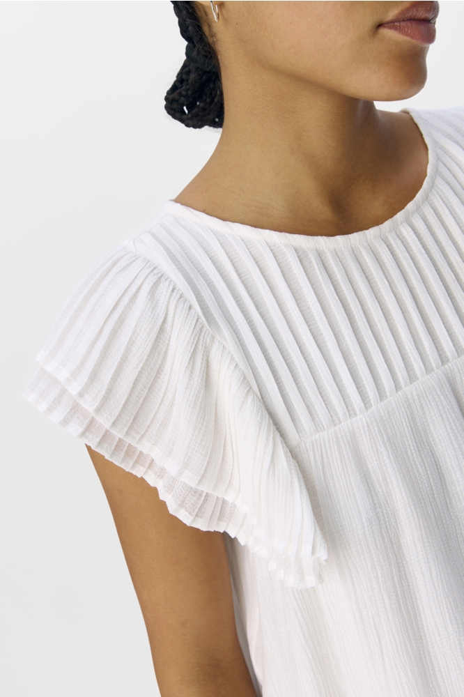 OBJANN S/L RE FRILL TOP 139 23046864 WHITE
